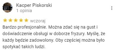 Przykładowa opinia na google maps