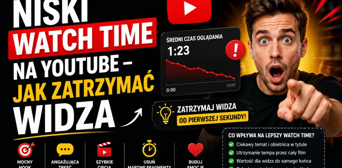 Niski watch time na YouTube – jak zatrzymać widza